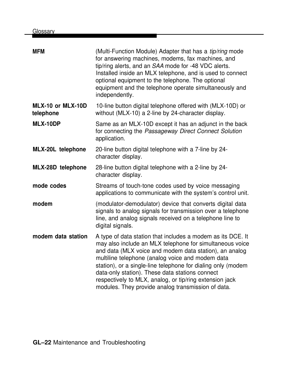 AT&T 3.0 manual Mfm, MLX-10 or MLX-10D telephone, MLX-10DP 