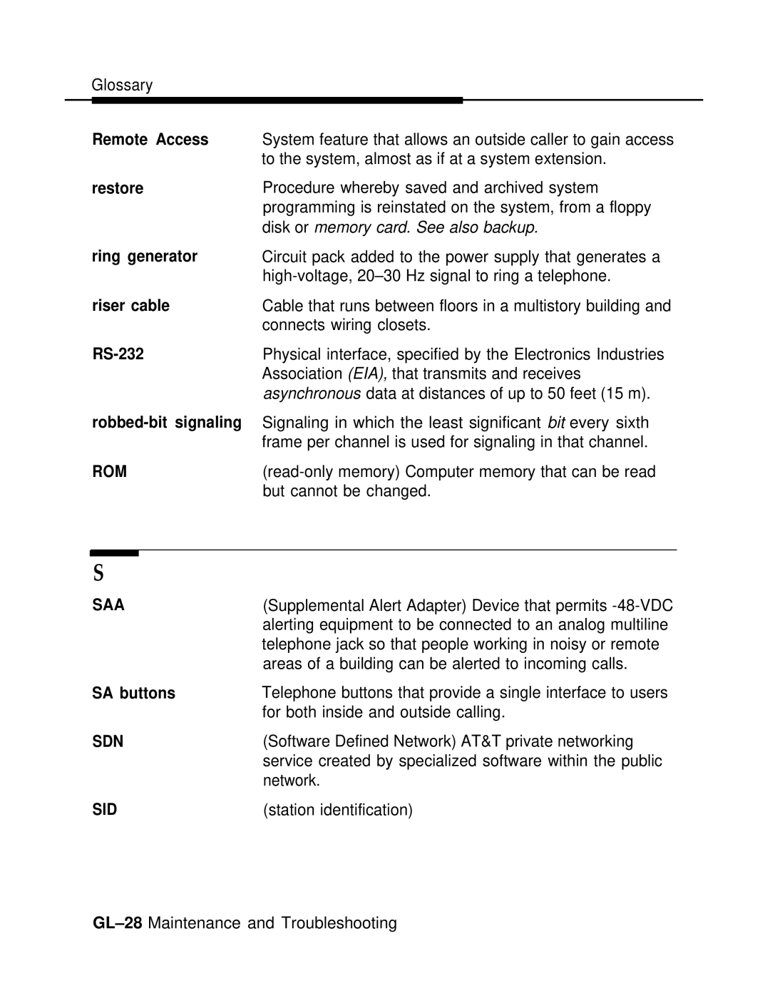 AT&T 3.0 manual Rom, Saa, Sdn, Sid 