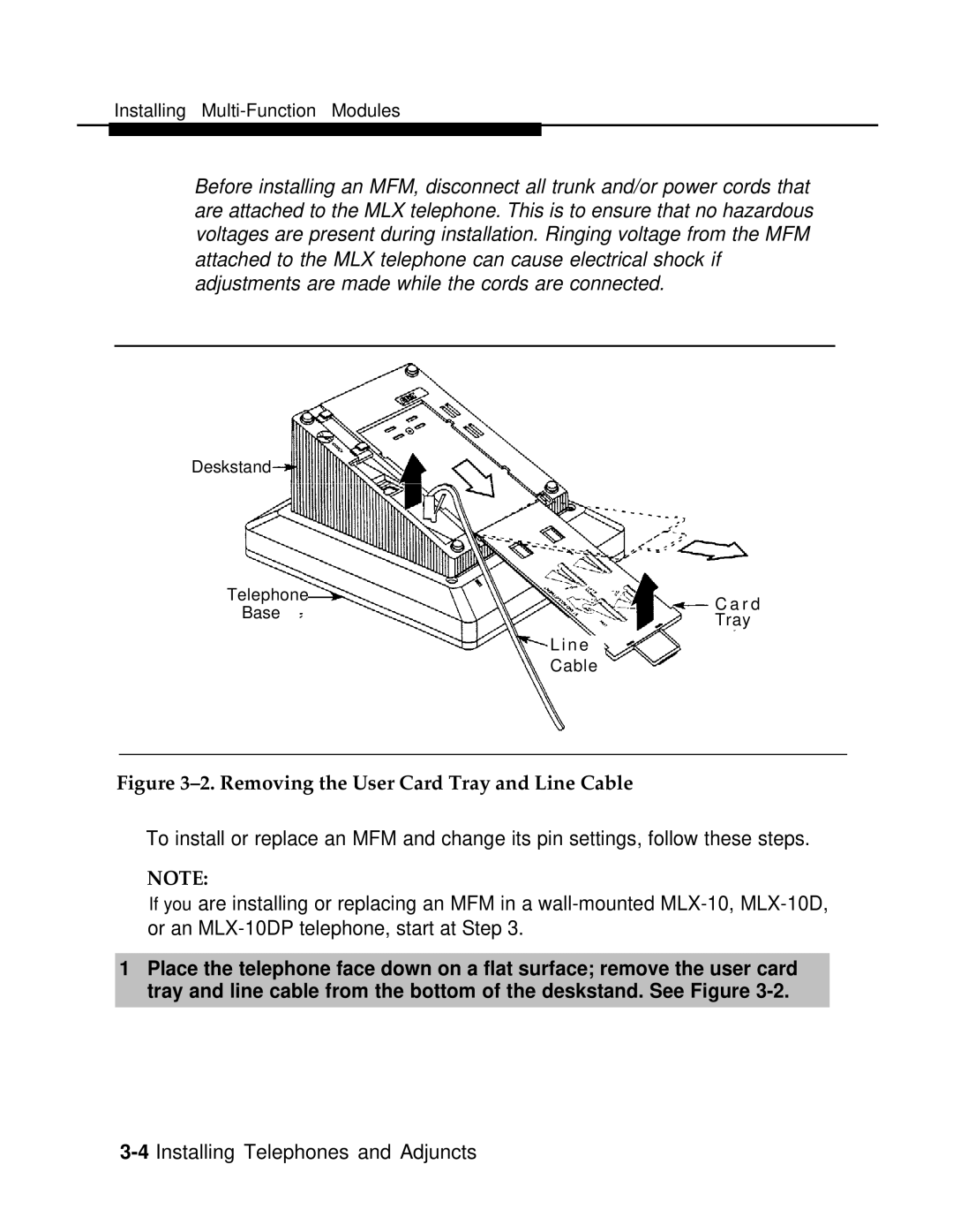 AT&T 3.0 manual Removing the User Card Tray and Line Cable 