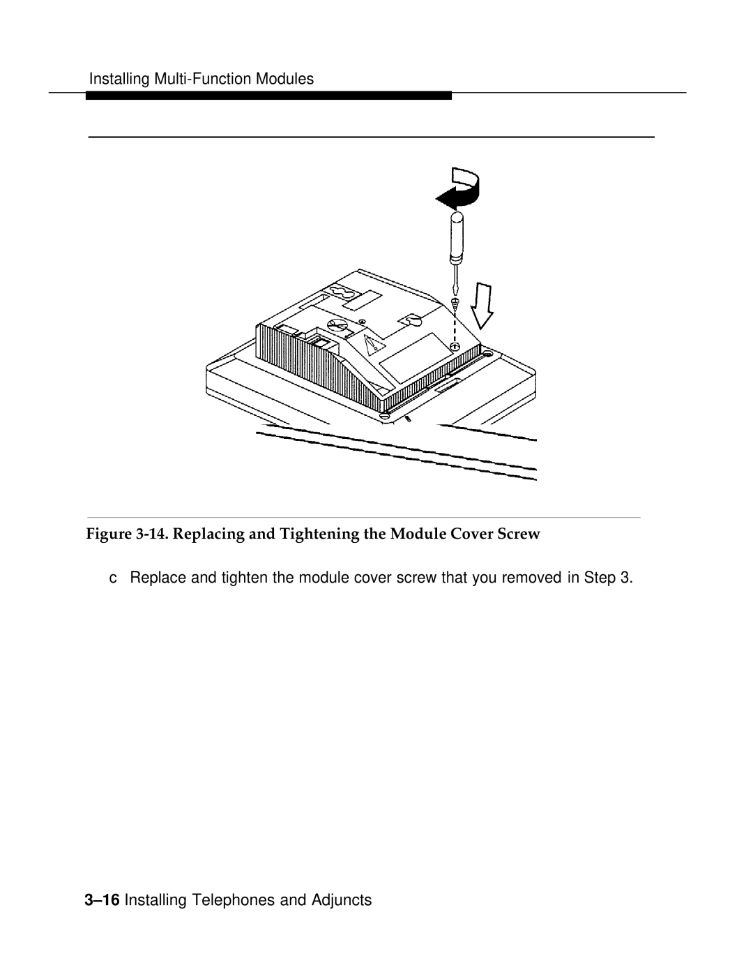 AT&T 3.0 manual Replacing and Tightening the Module Cover Screw 