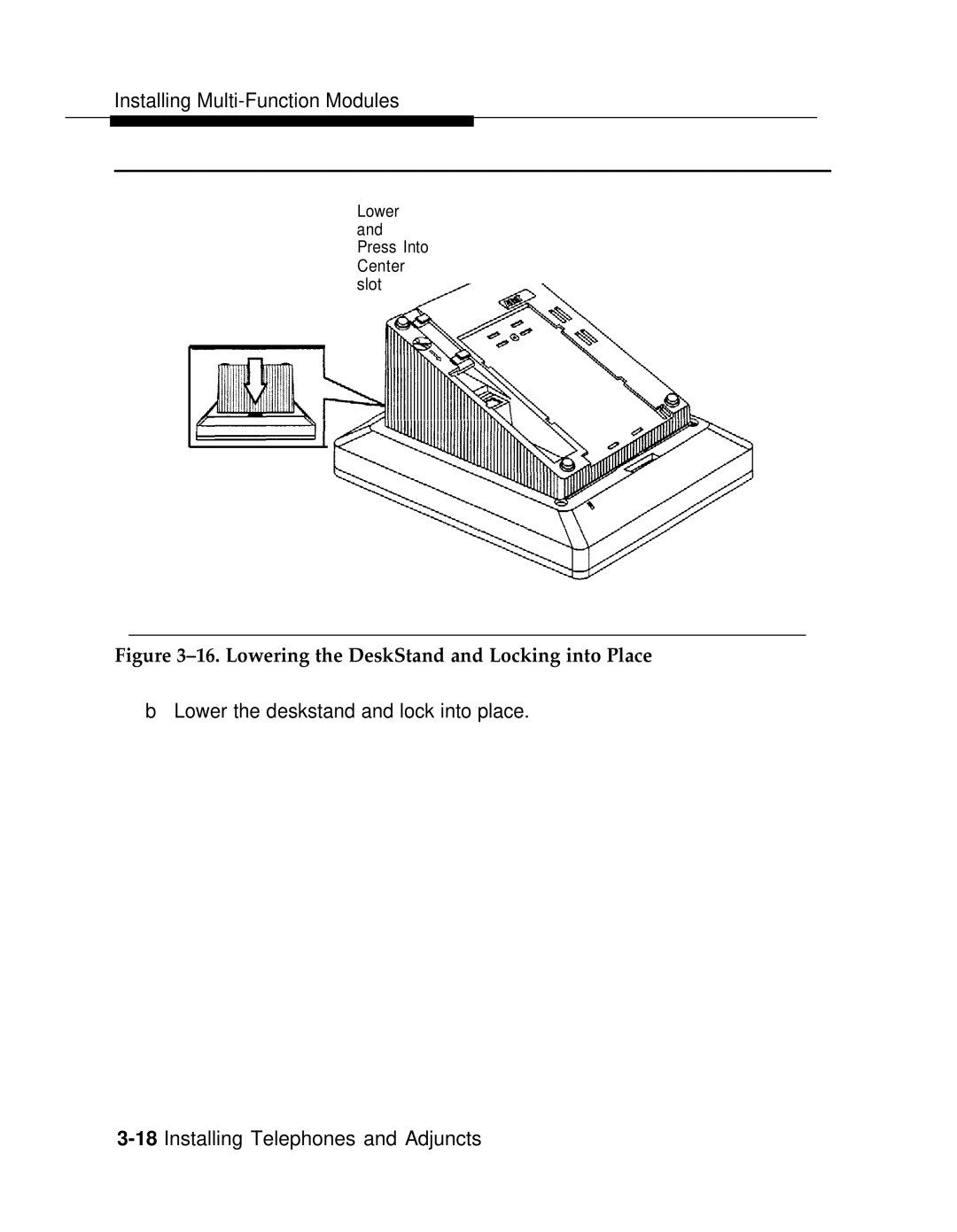 AT&T 3.0 manual Lowering the DeskStand and Locking into Place 