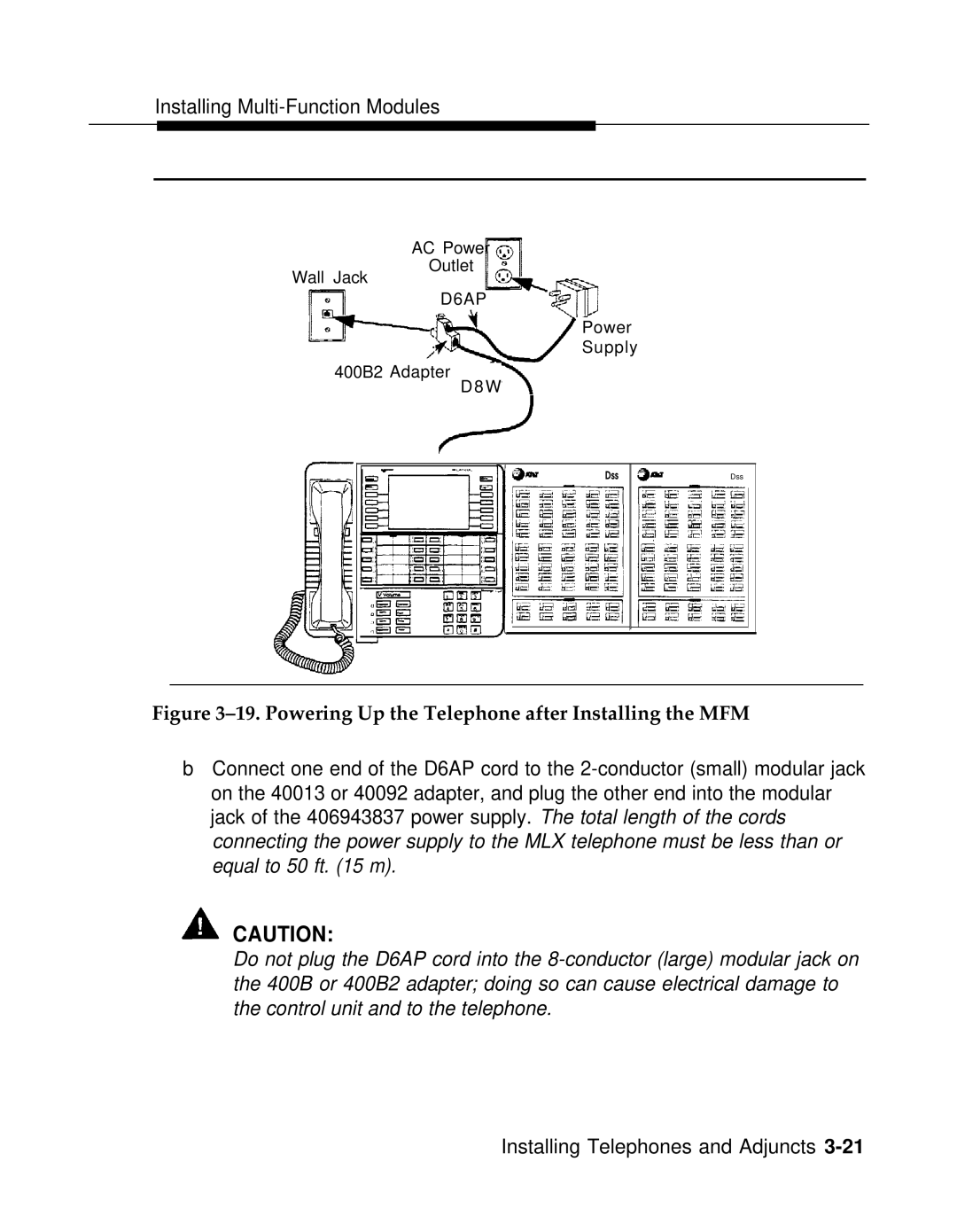 AT&T 3.0 manual Powering Up the Telephone after Installing the MFM 