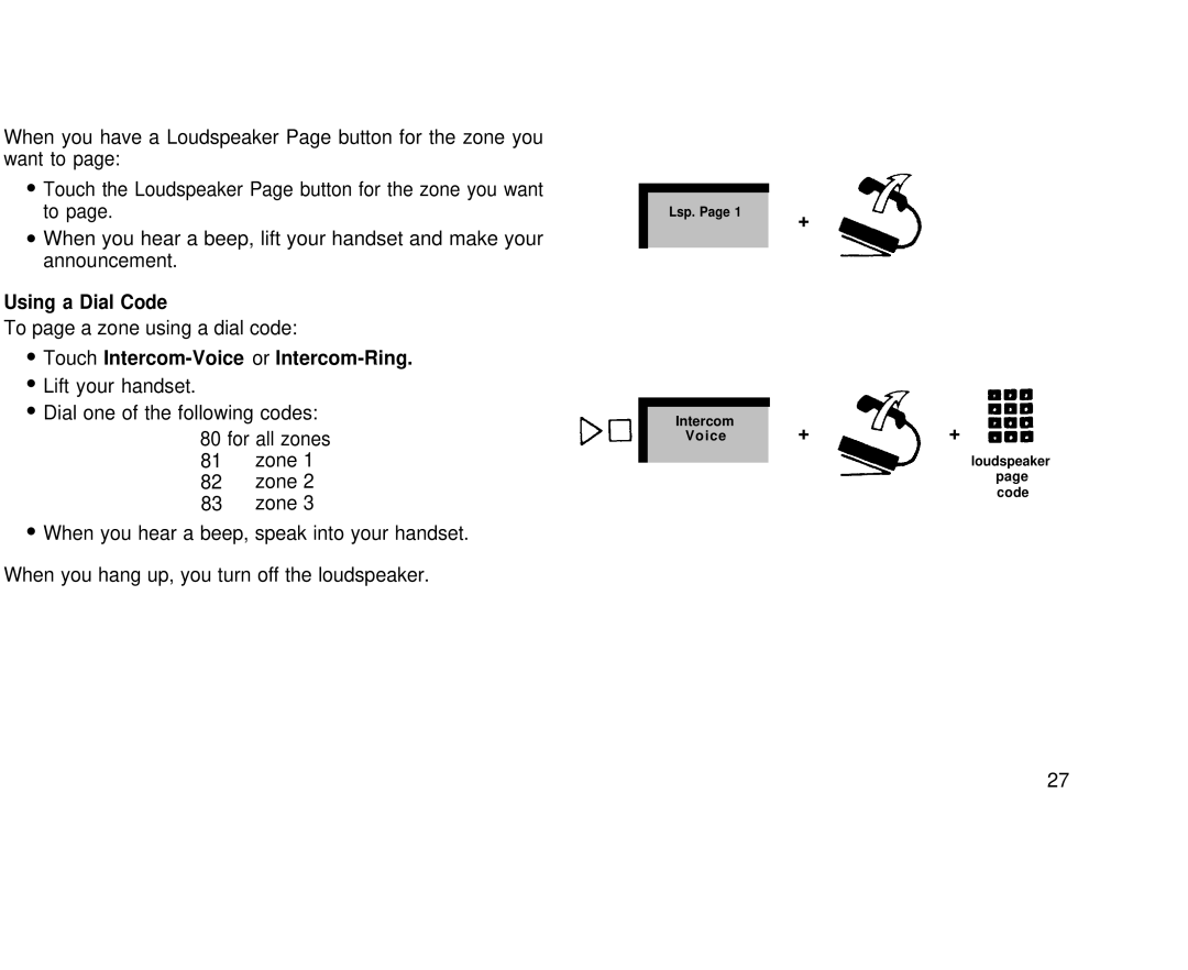 AT&T 3070, 1030 manual Using a Dial Code, Touch Intercom-Voice or Intercom-Ring 