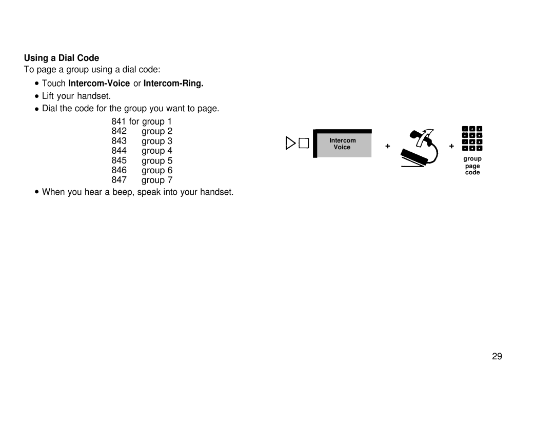 AT&T 3070, 1030 manual To page a group using a dial code 