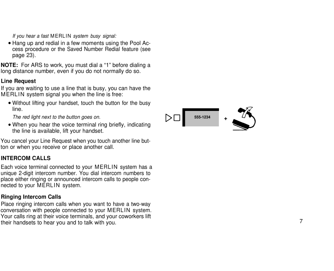 AT&T 3070, 1030 manual Line Request, Ringing Intercom Calls 