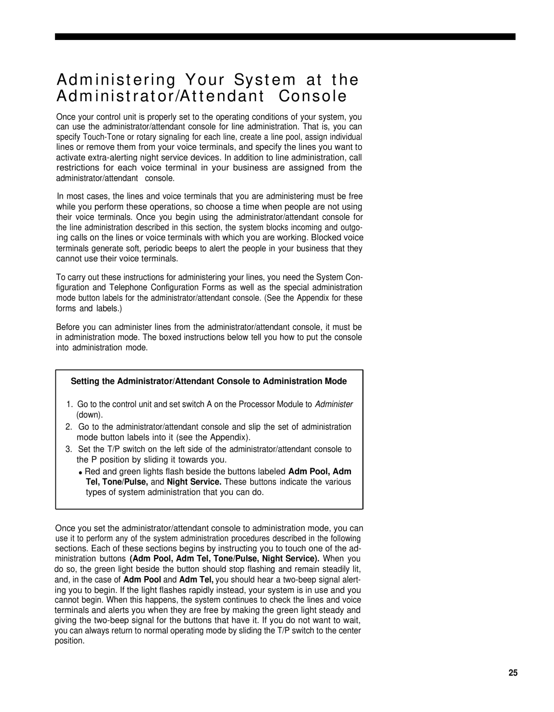 AT&T 3070, 1030 manual Administering Your System at Administrator/Attendant Console 