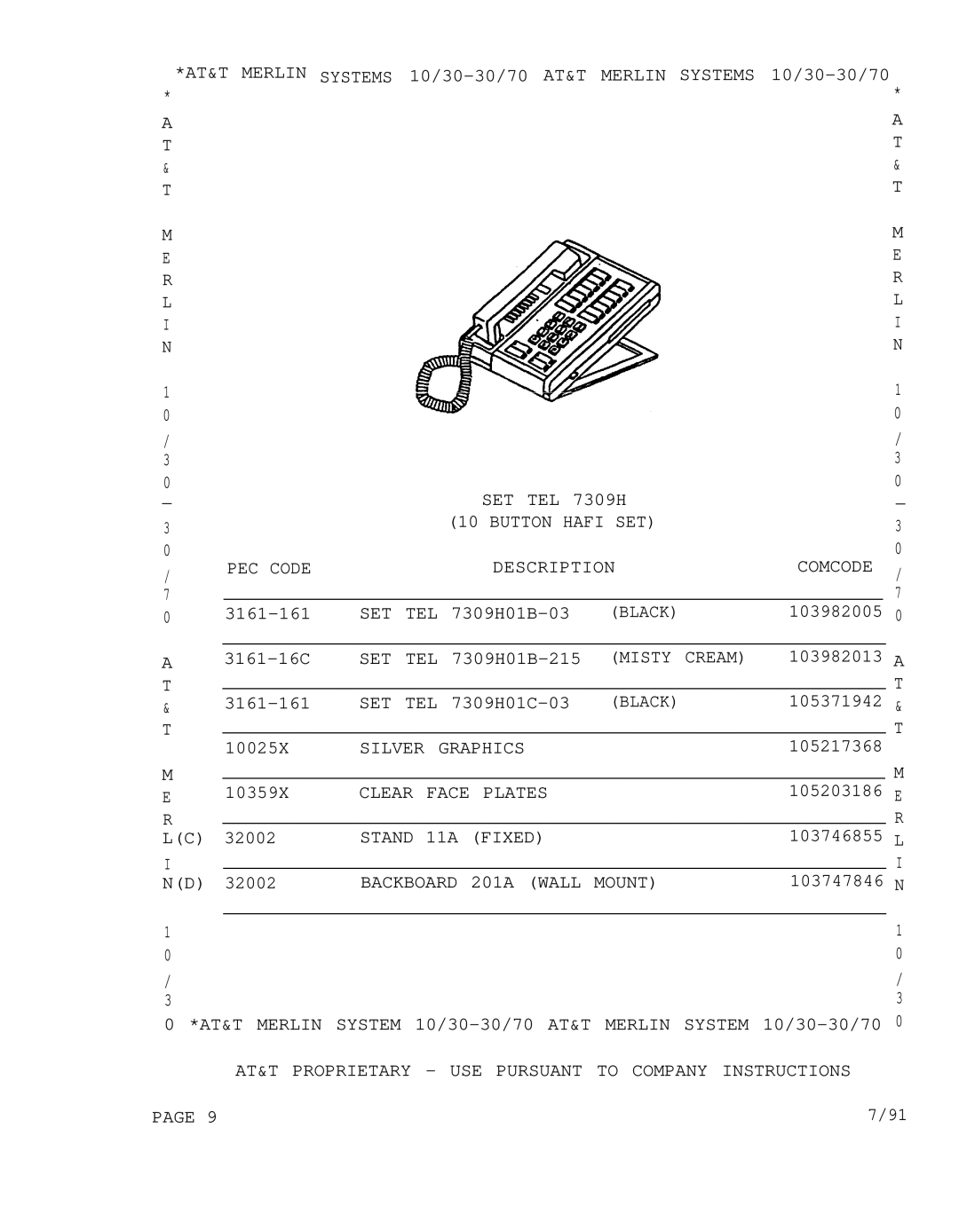 AT&T 3070, 1030 manual Plates 