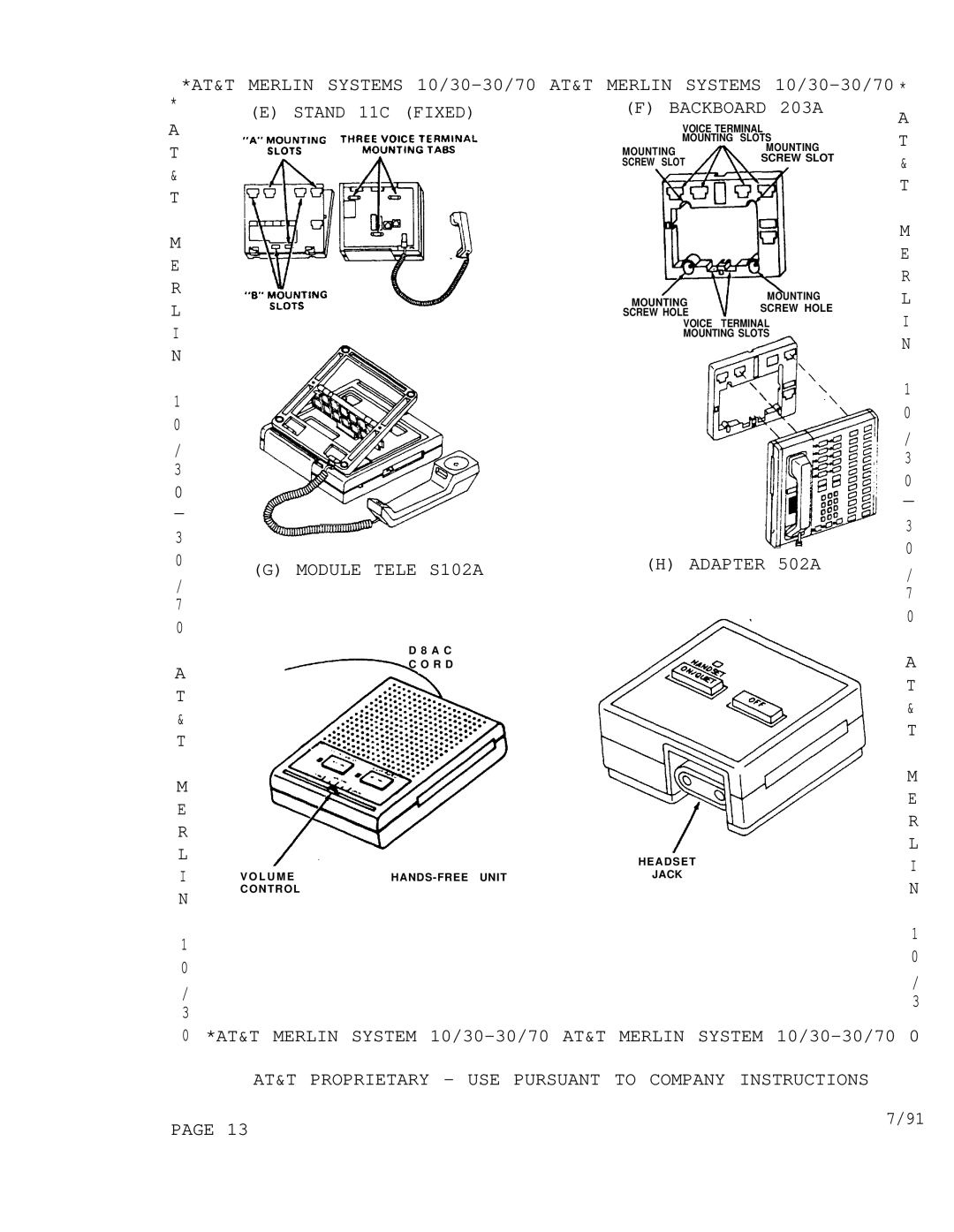 AT&T 3070, 1030 manual Stand 11C Fixed 