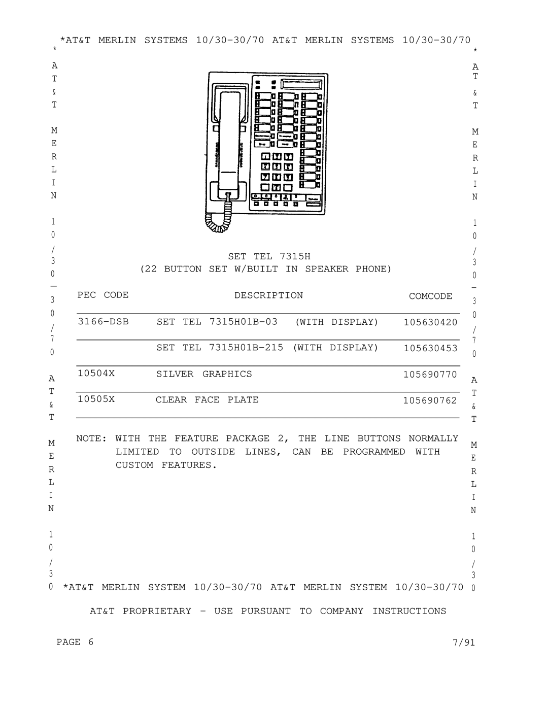 AT&T 1030, 3070 manual Set W/Built 