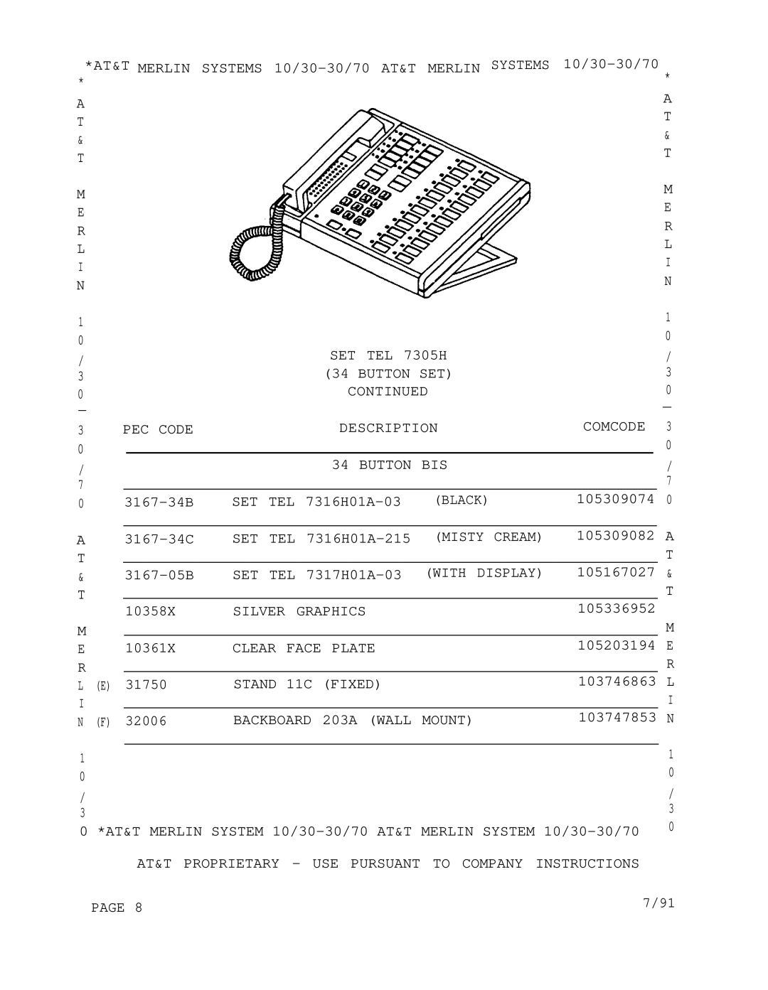 AT&T 1030, 3070 manual AT&T Merlin Systems 