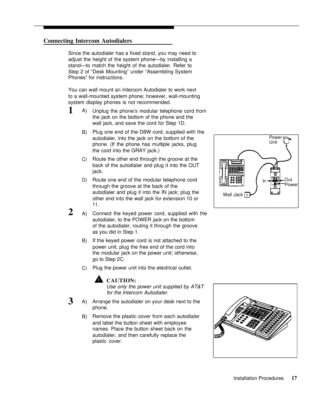 AT&T 3.1 manual Connecting Intercom Autodialers, For the Intercom Autodialer 