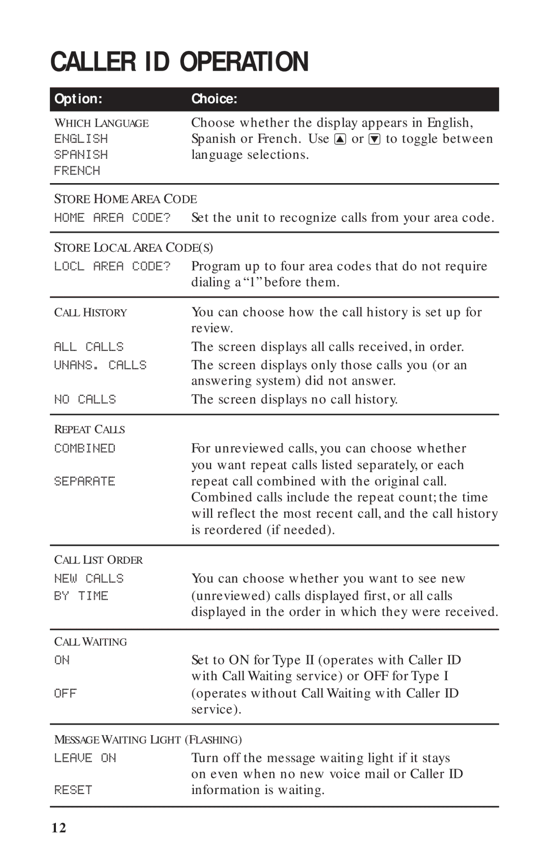 AT&T 360 user manual Option Choice 