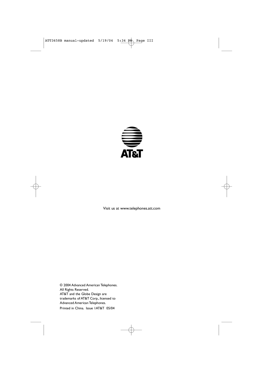 AT&T 3658B user manual Advanced American Telephones. All Rights Reserved 