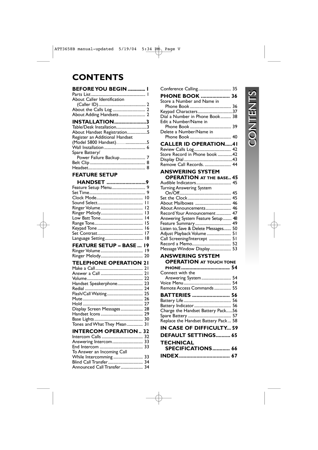 AT&T 3658B user manual Contents 