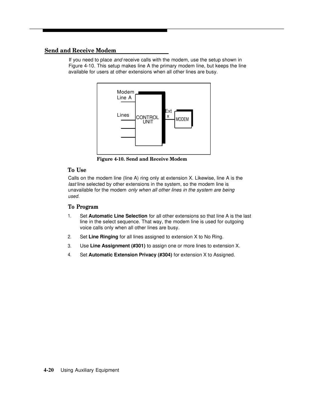 AT&T 518-455-317 manual Send and Receive Modem 