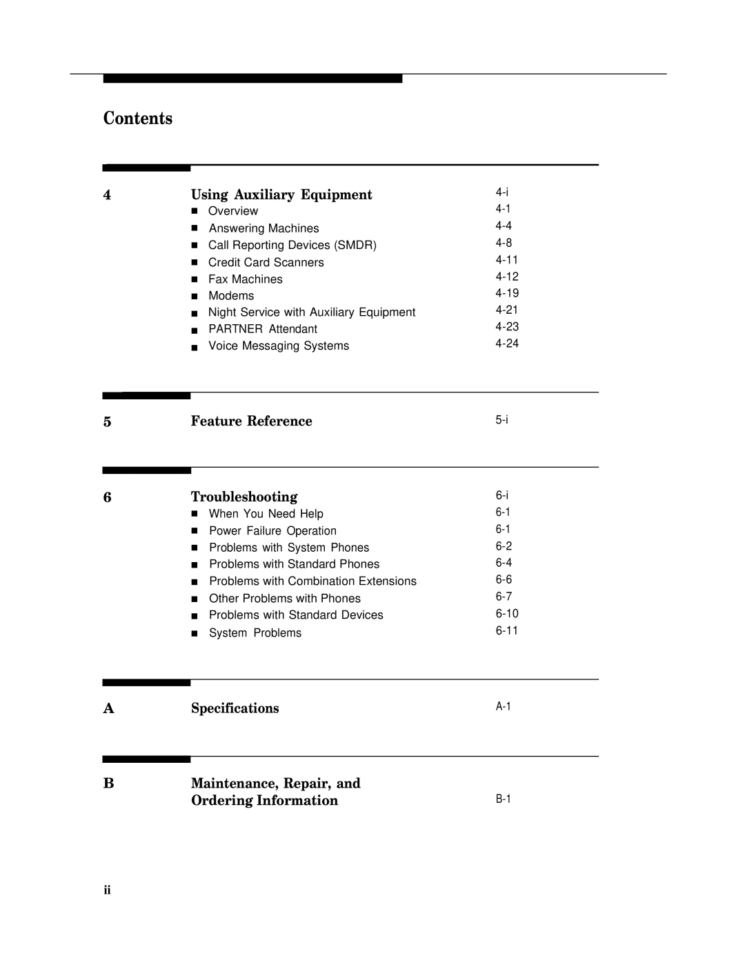 AT&T 518-455-317 manual Using Auxiliary Equipment, Feature Reference Troubleshooting 