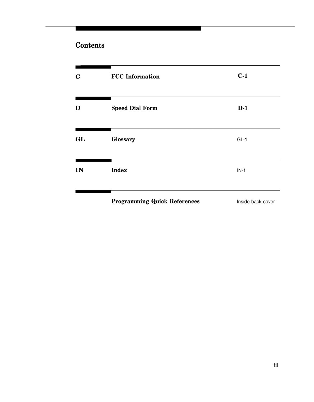 AT&T 518-455-317 manual FCC Information Speed Dial Form Glossary, Index, Programming Quick References 