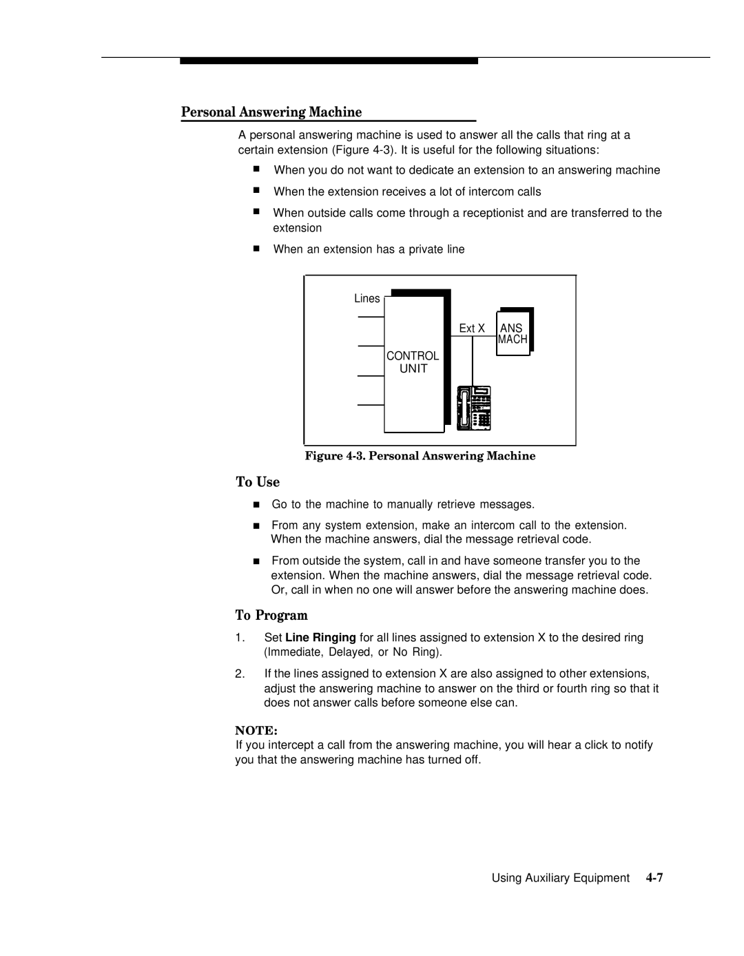 AT&T 518-455-317 manual Personal Answering Machine 