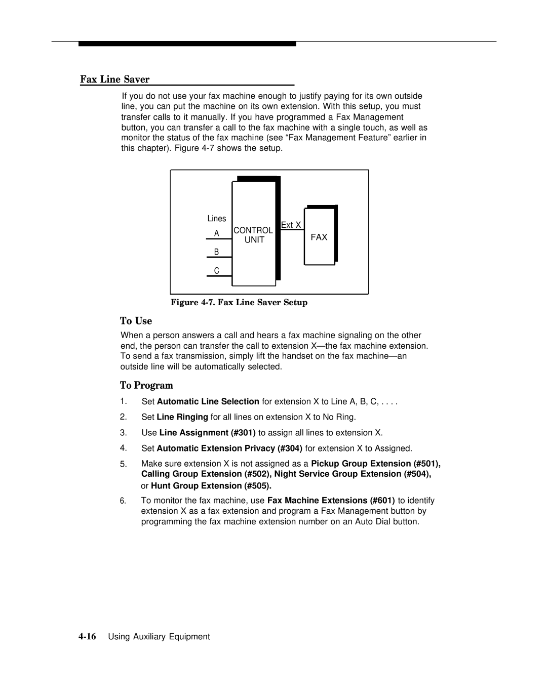 AT&T 518-455-317 manual Fax Line Saver Setup 