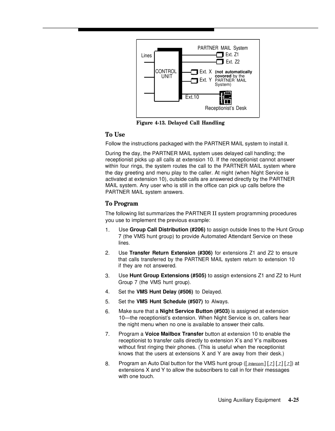 AT&T 518-455-317 manual Delayed Call Handling 