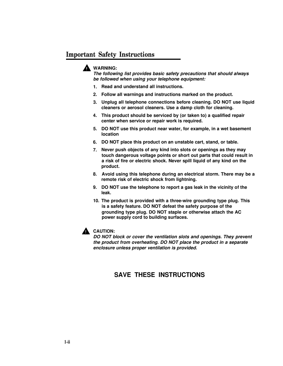 AT&T 518-455-317 manual Important Safety Instructions 