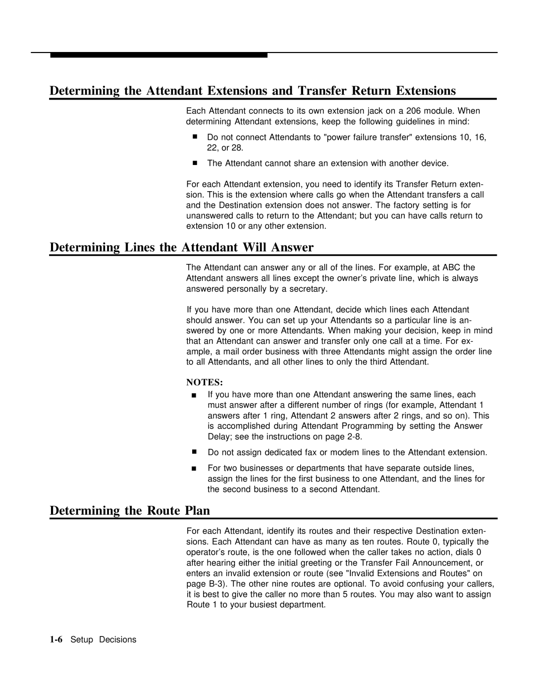 AT&T 518-455-710 manual Determining Lines the Attendant Will Answer, Determining the Route Plan 