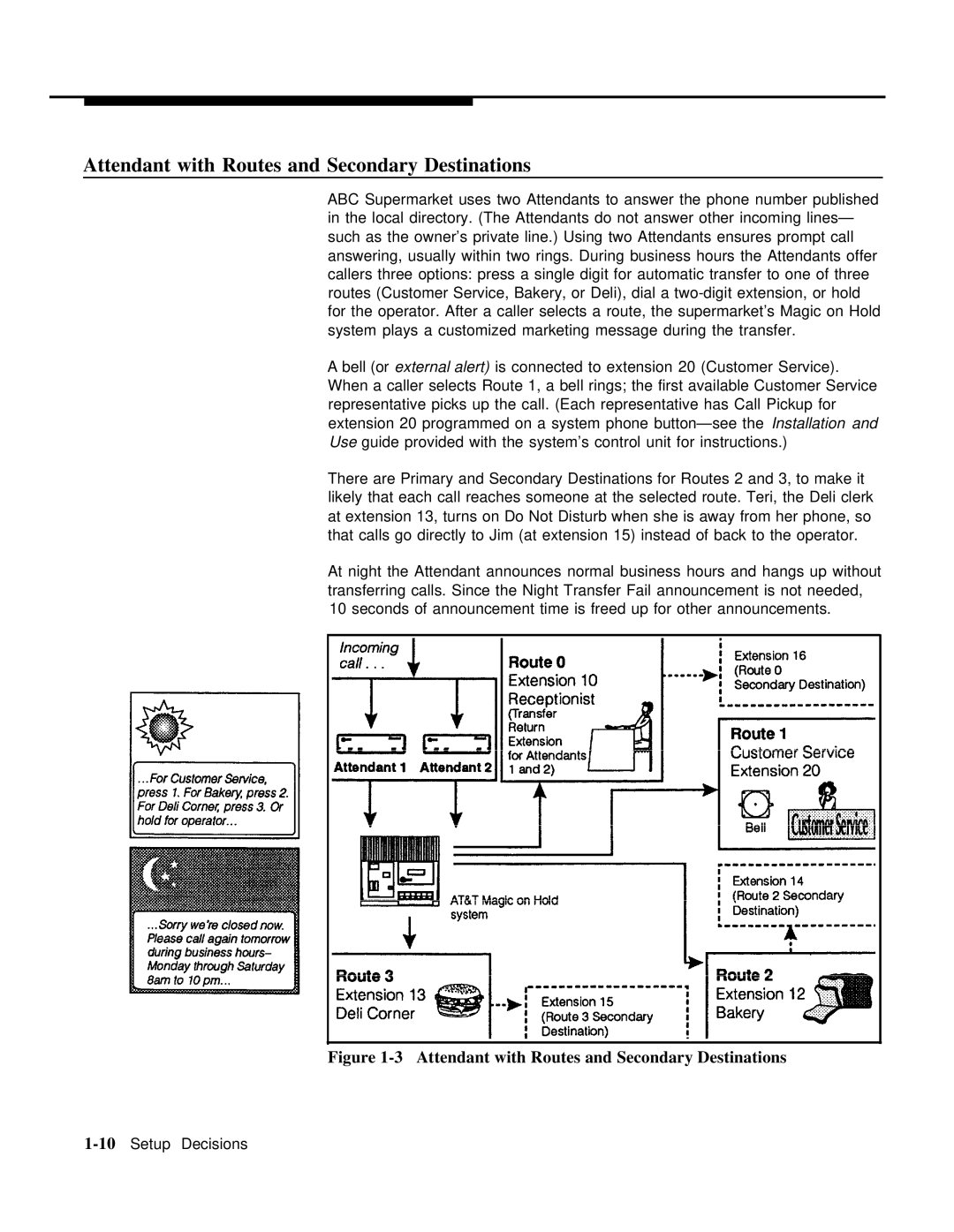 AT&T 518-455-710 manual Attendant with Routes and Secondary Destinations 