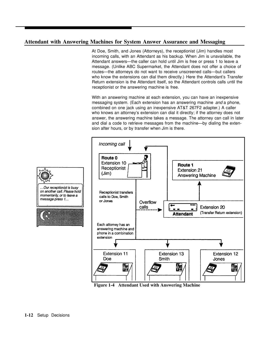 AT&T 518-455-710 manual Attendant Used with Answering Machine 