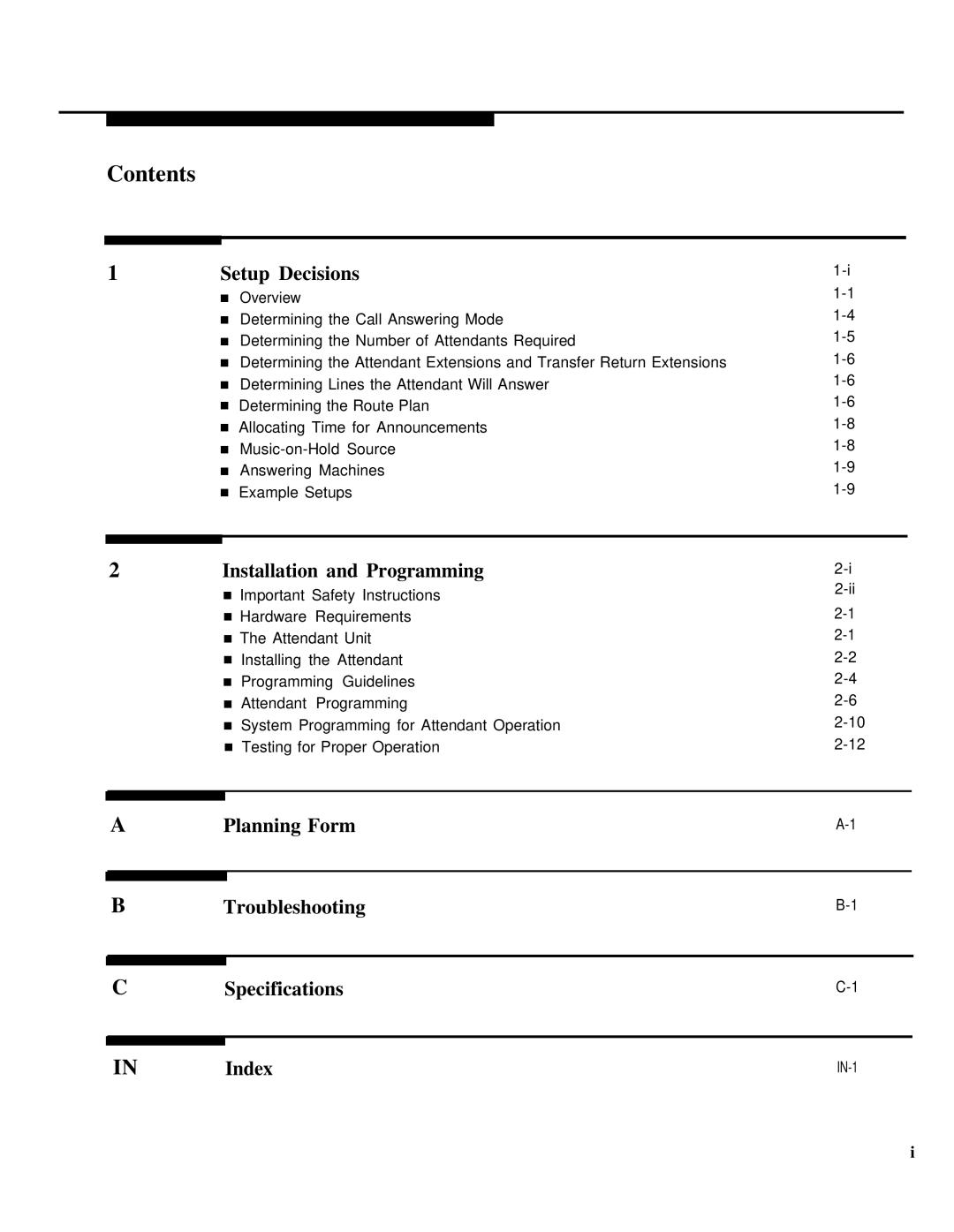 AT&T 518-455-710 manual Contents 