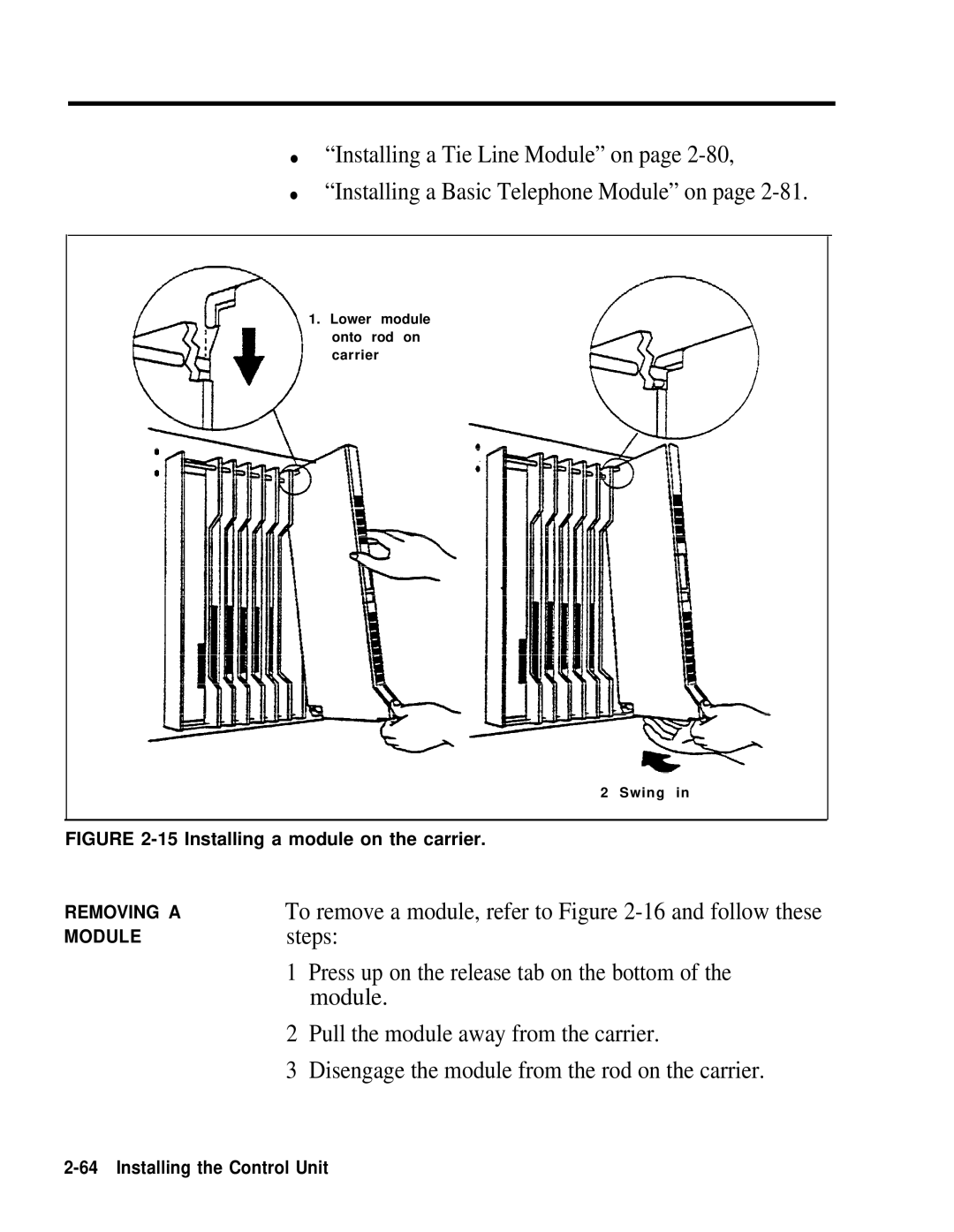 AT&T 518-600-016 manual Removing a Module 