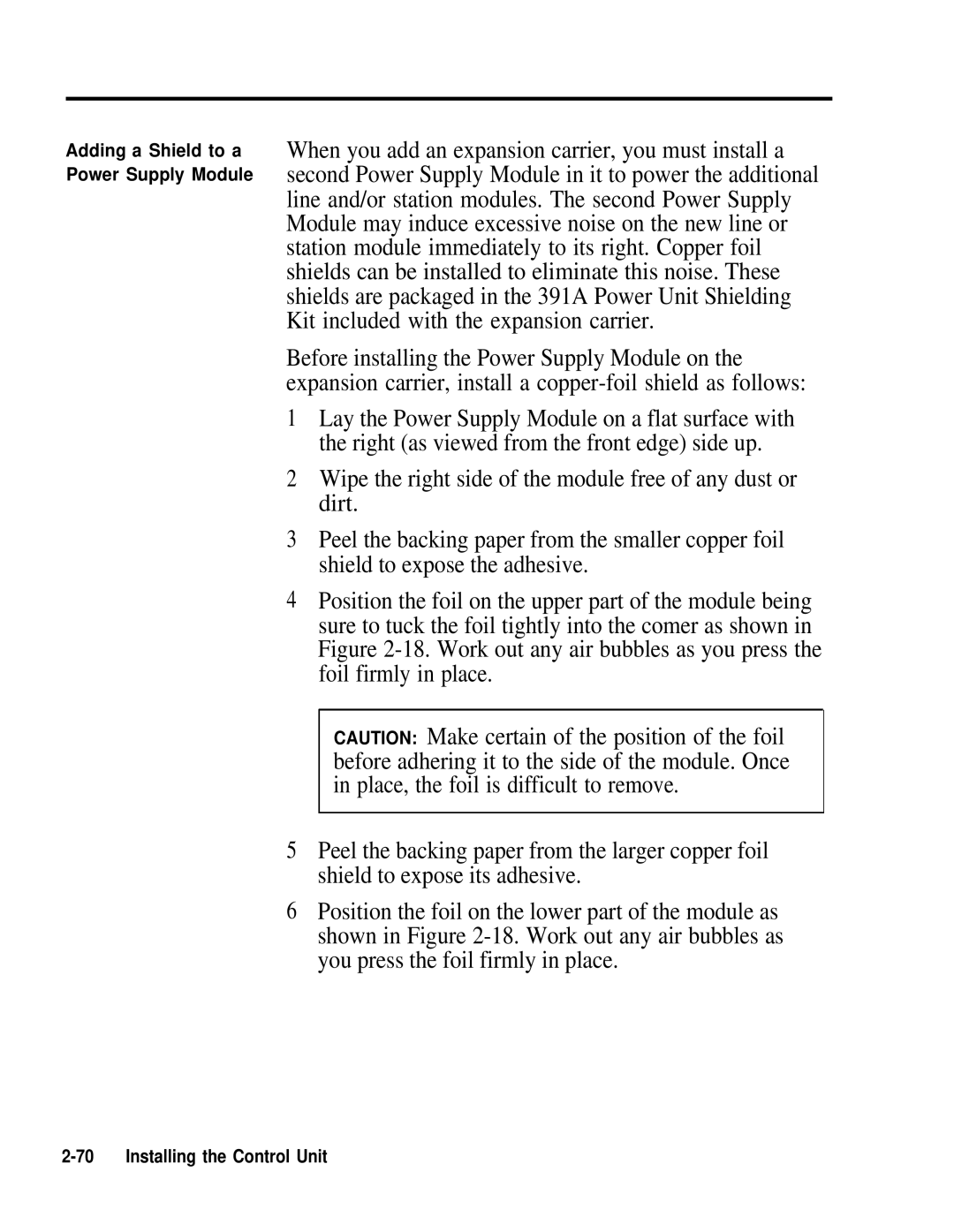 AT&T 518-600-016 manual Installing the Control Unit 