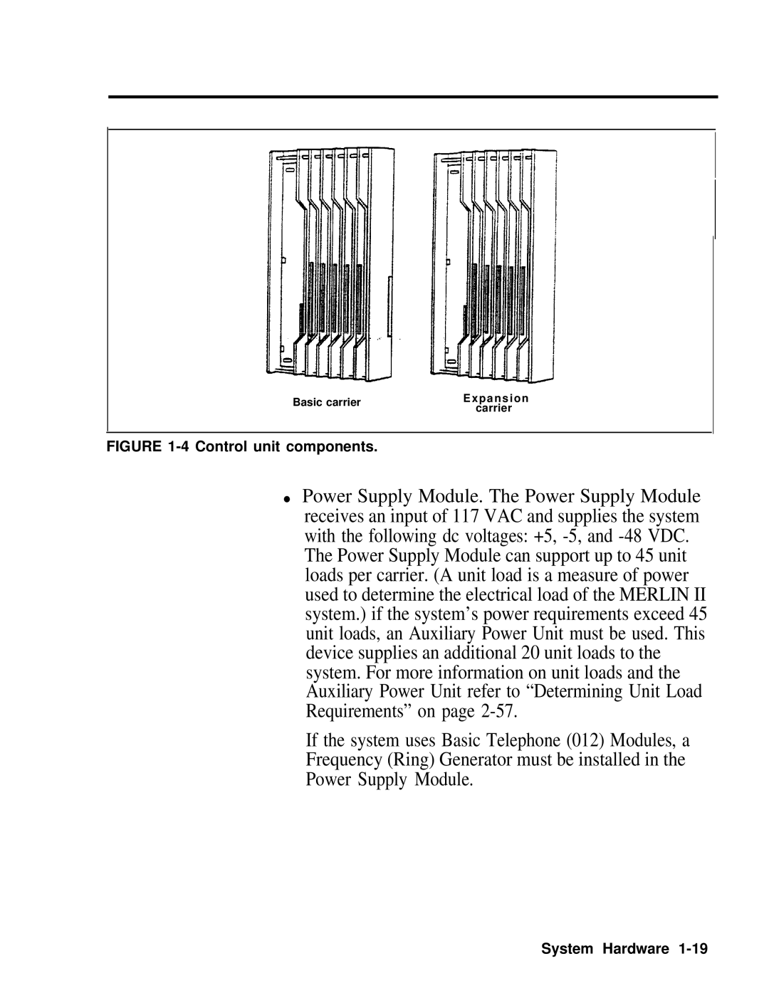 AT&T 518-600-016 manual Control unit components 