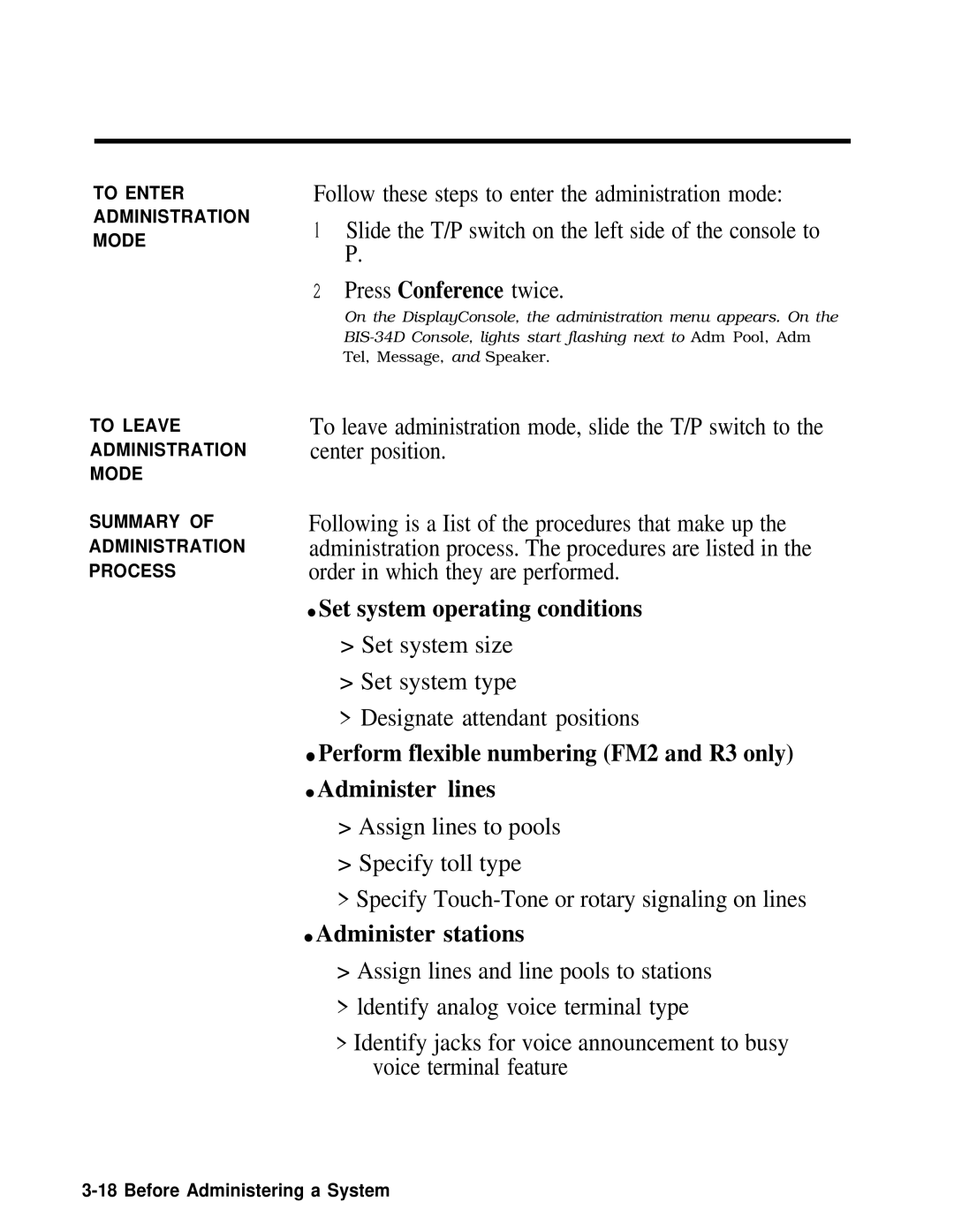 AT&T 518-600-016 manual Set system operating conditions 