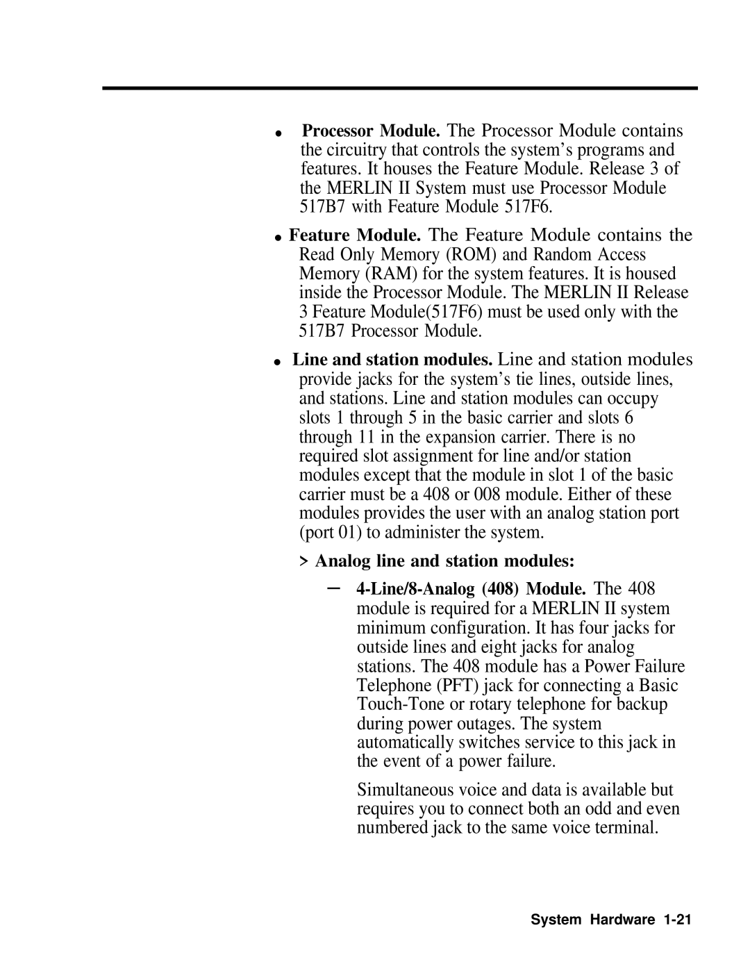 AT&T 518-600-016 manual System Hardware 