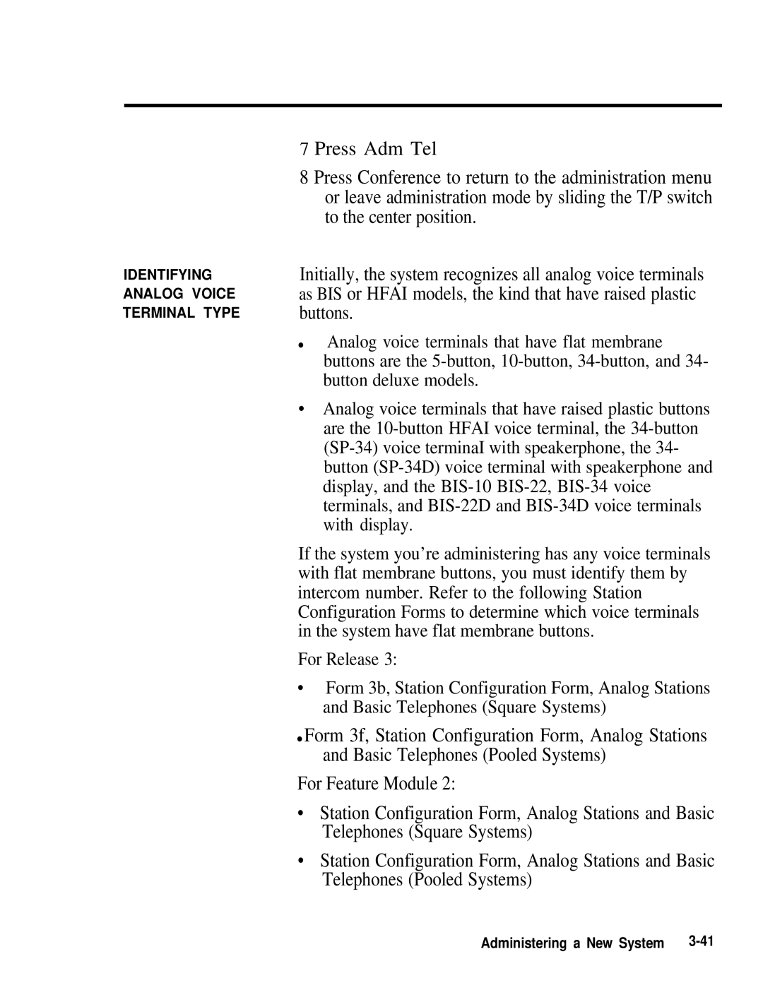 AT&T 518-600-016 manual Identifying Analog Voice Terminal Type 