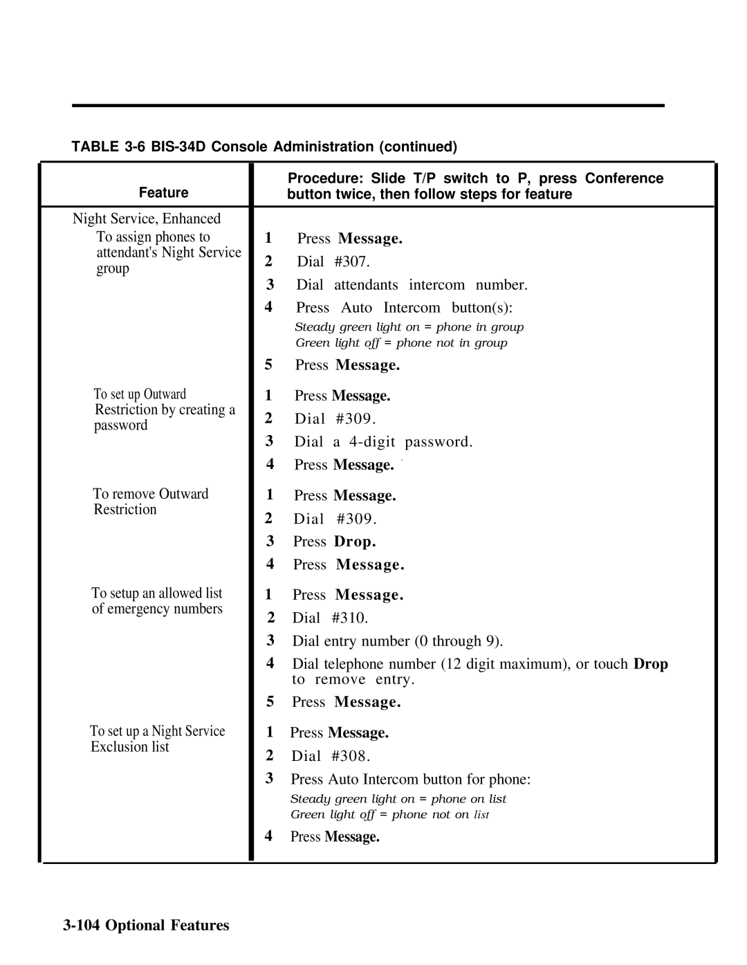 AT&T 518-600-016 manual Night Service, Enhanced To assign phones to 