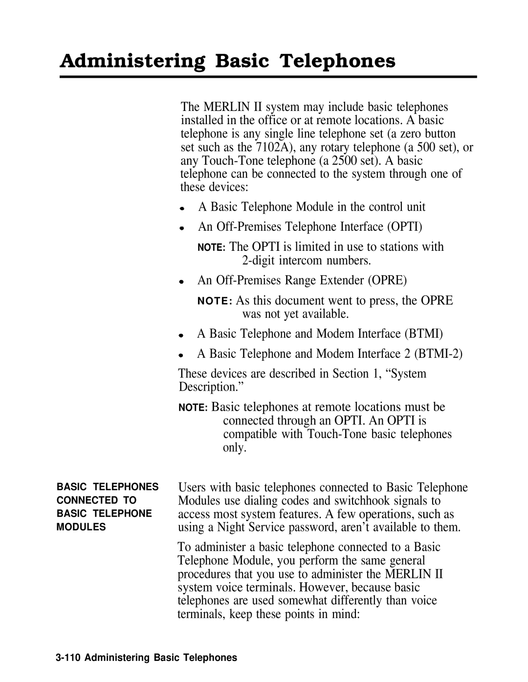 AT&T 518-600-016 manual Administering Basic Telephones 