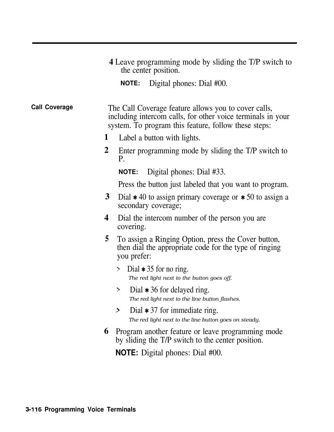 AT&T 518-600-016 manual Dial 36 for delayed ring, Dial 37 for immediate ring 