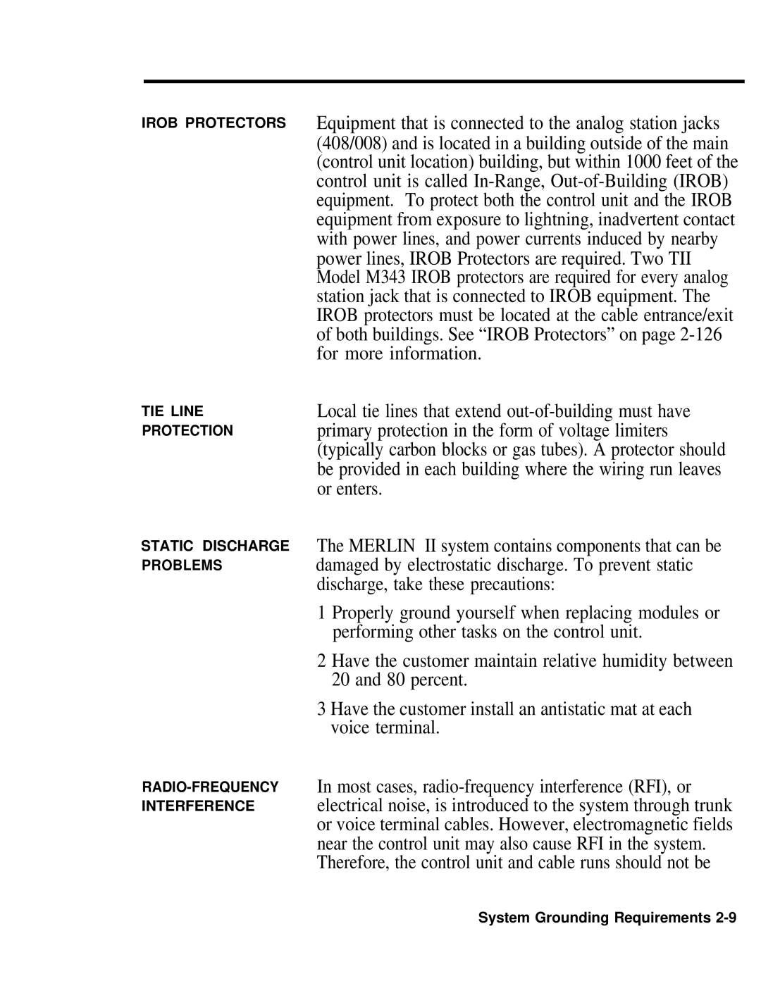 AT&T 518-600-016 manual Static Discharge Problems 