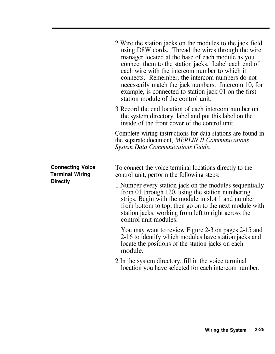 AT&T 518-600-016 manual Connecting Voice Terminal Wiring Directly 