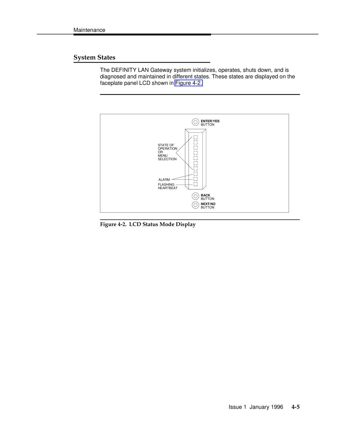 AT&T 555-230-223 manual System States, LCD Status Mode Display 