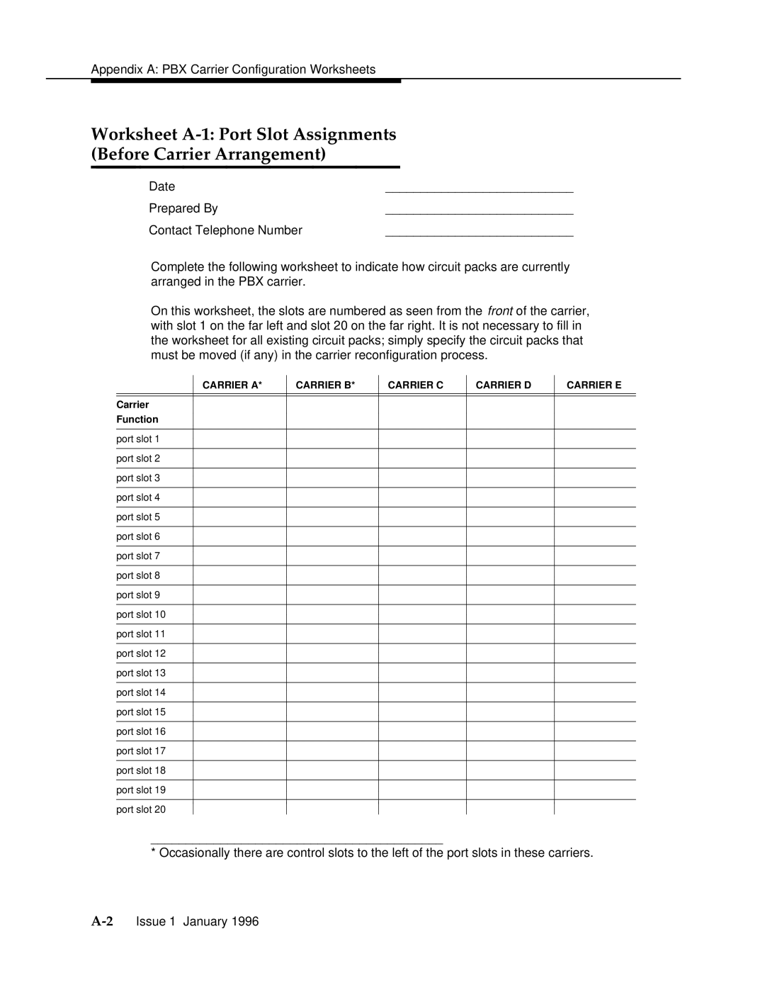 AT&T 555-230-223 manual Appendix a PBX Carrier Configuration 