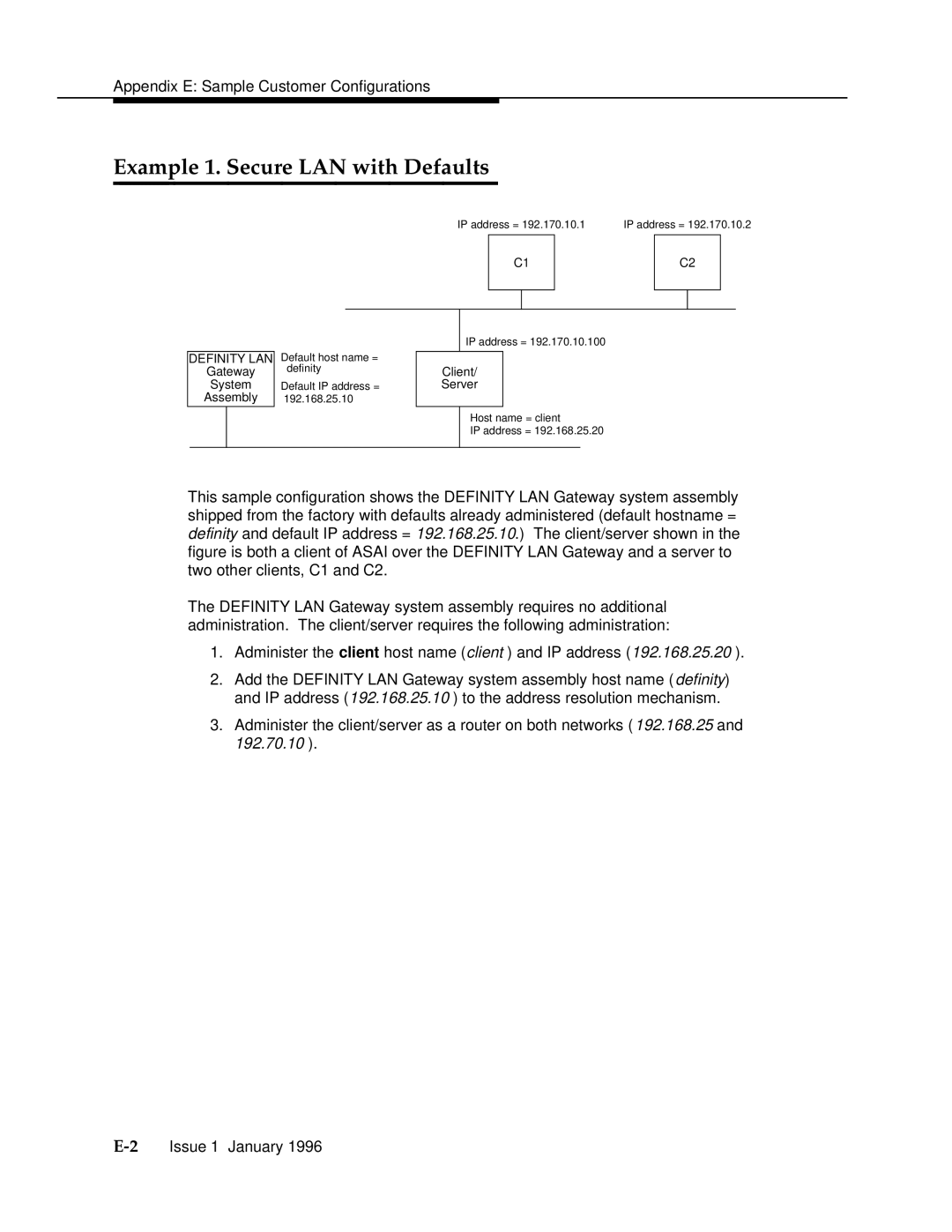 AT&T 555-230-223 manual Example 1. Secure LAN with Defaults 