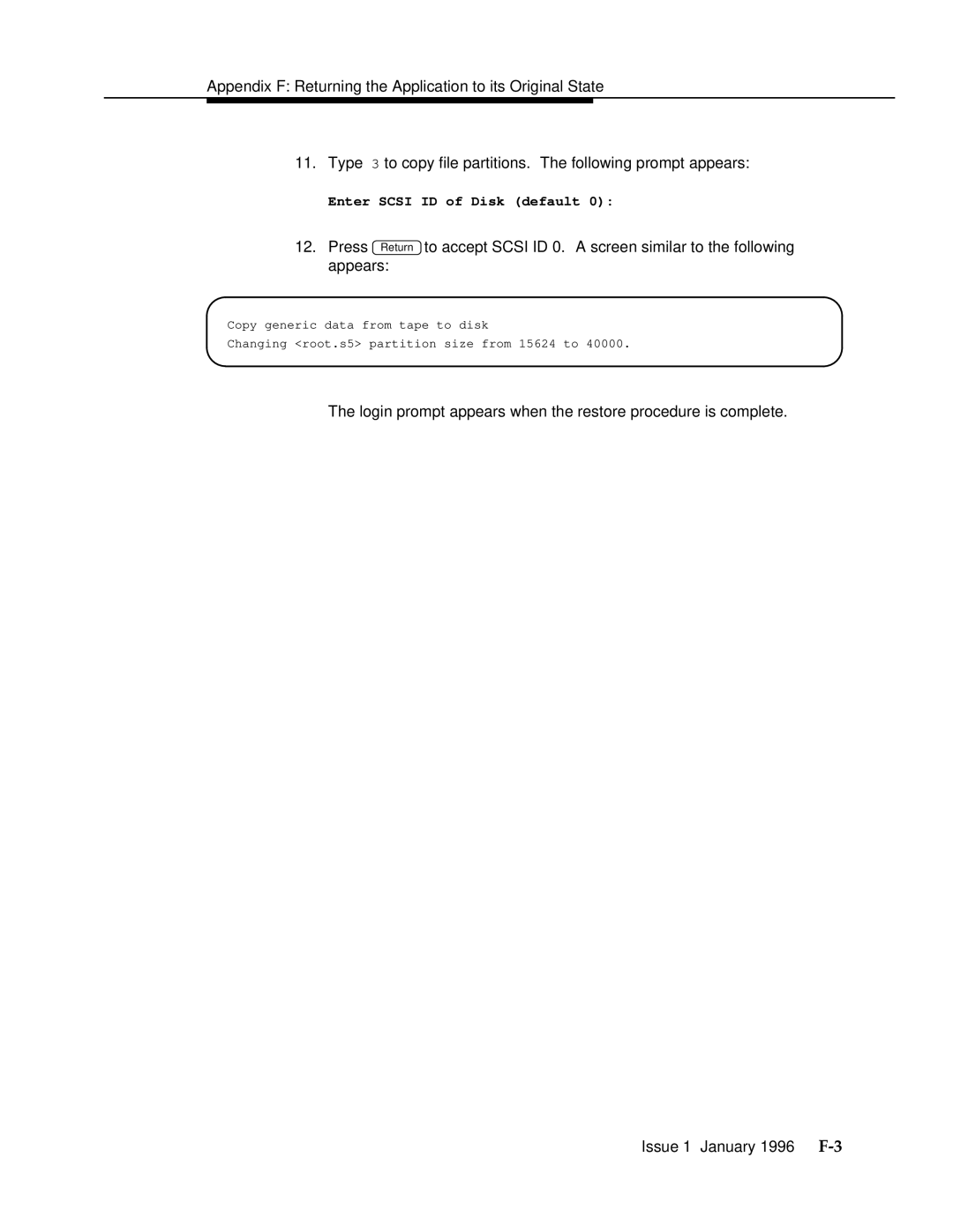 AT&T 555-230-223 manual Enter Scsi ID of Disk default 