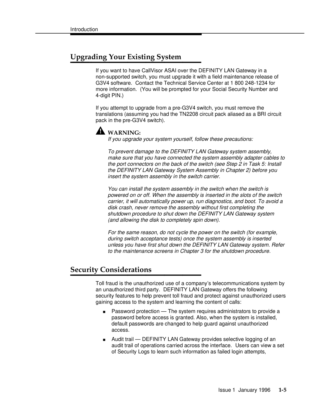 AT&T 555-230-223 manual Upgrading Your Existing System, Security Considerations 