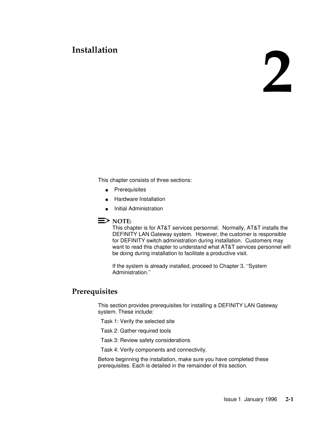 AT&T 555-230-223 manual Installation, Prerequisites 