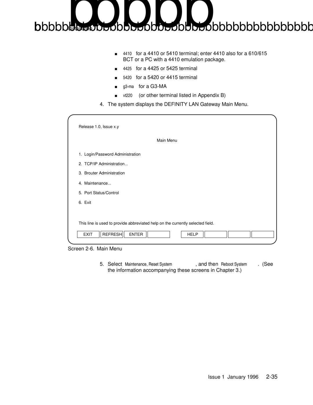 AT&T 555-230-223 manual Screen 2-6. Main Menu 