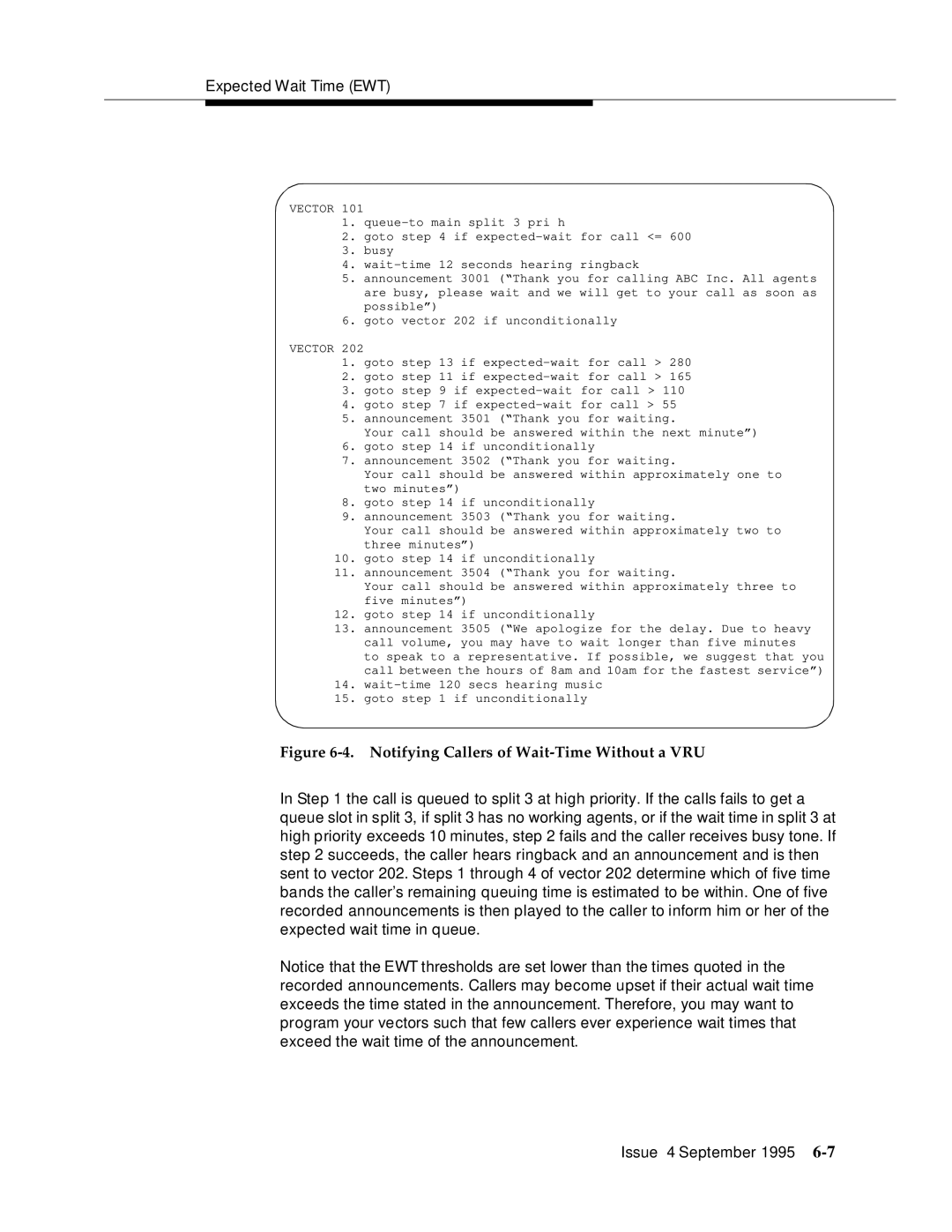 AT&T 555-230-520 manual Notifying Callers of Wait-Time Without a VRU 