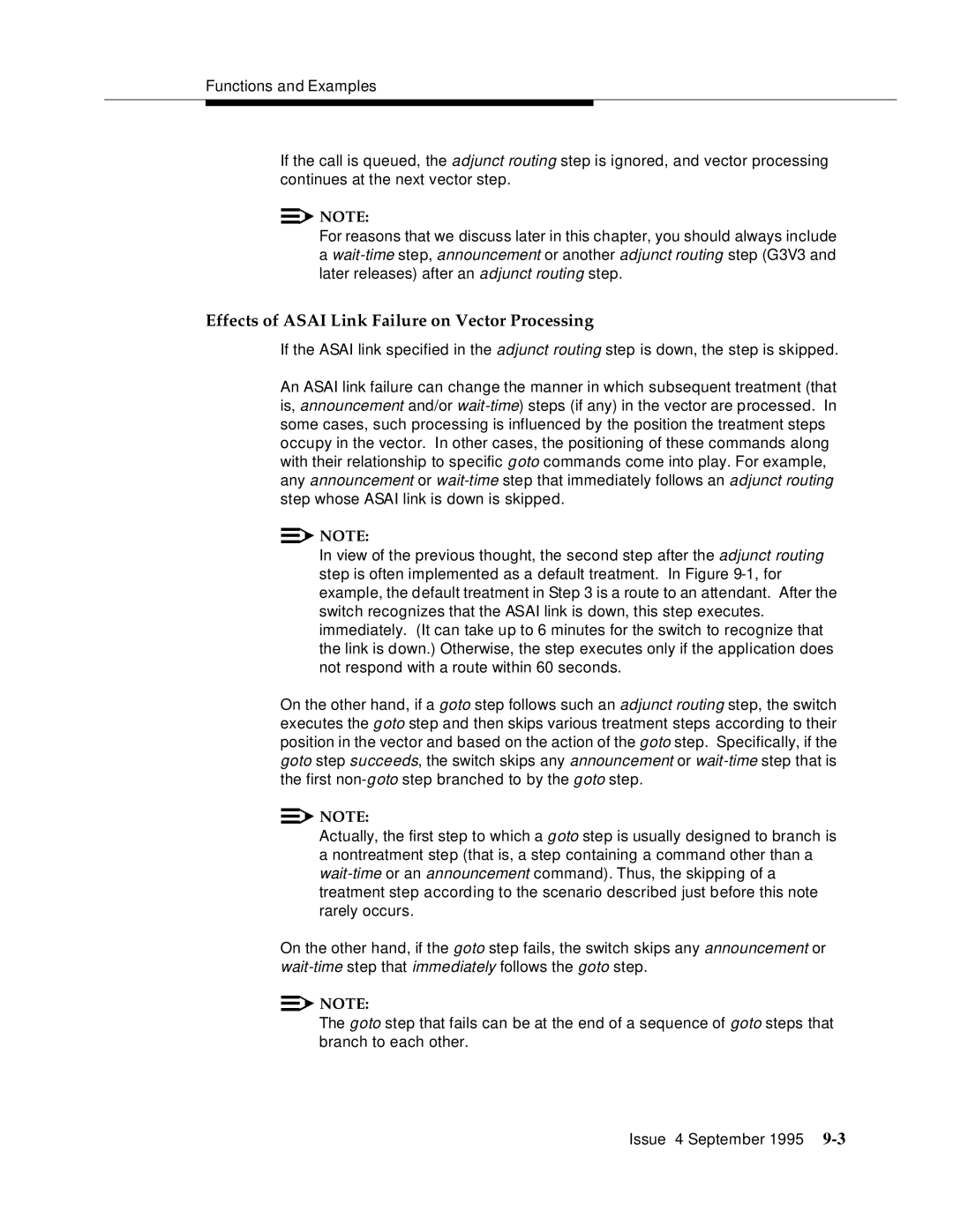 AT&T 555-230-520 manual Effects of Asai Link Failure on Vector Processing 