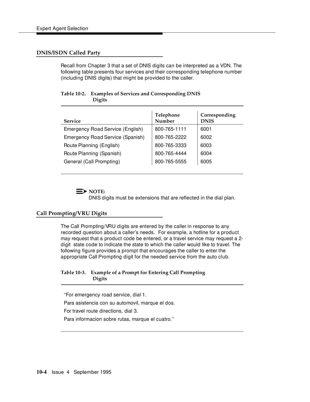 AT&T 555-230-520 DNIS/ISDN Called Party, Call Prompting/VRU Digits, Example of a Prompt for Entering Call Prompting Digits 